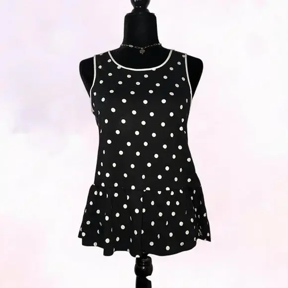 Kate Spade Black White Polka Dot Top Spring Designer - Picture 1 of 5